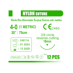 Nylon 4/0 with 18mm 3/8 circle Reverse cutting needle