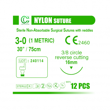 Nylon 3/8 circle Reverse cutting needle